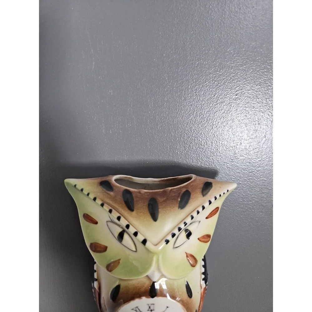 RARE Vintage Anthropomorphic Owl Wall Pocket Mid Century Clock